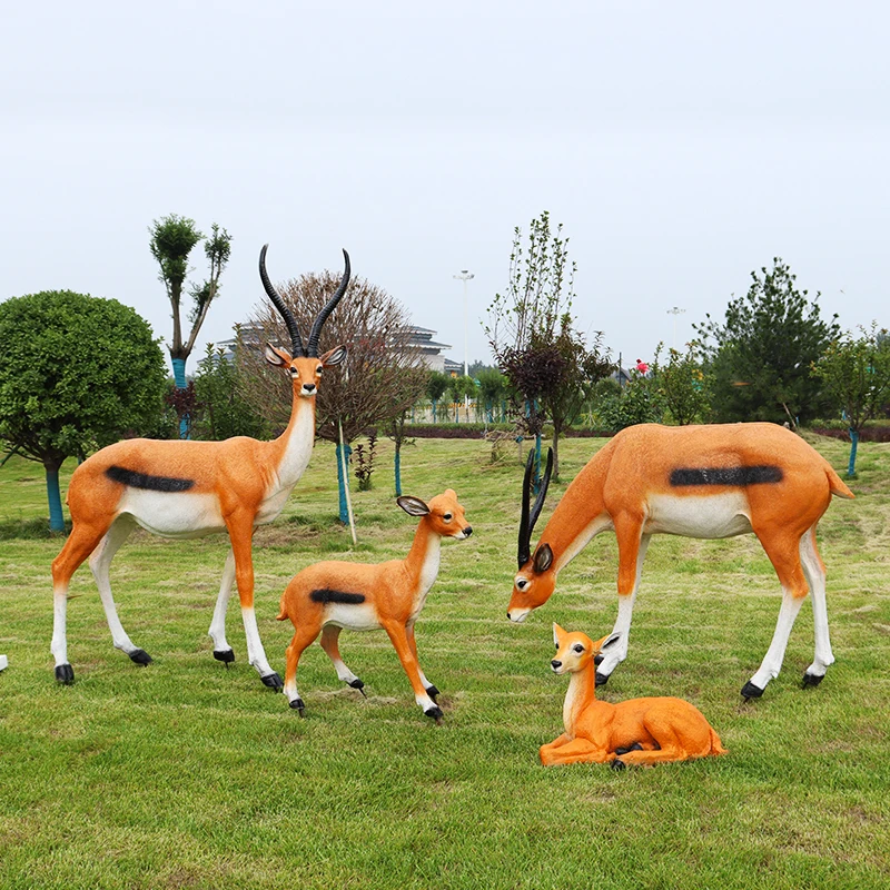 Custom contemporary art wildlife life size fiberglass gazelle statue