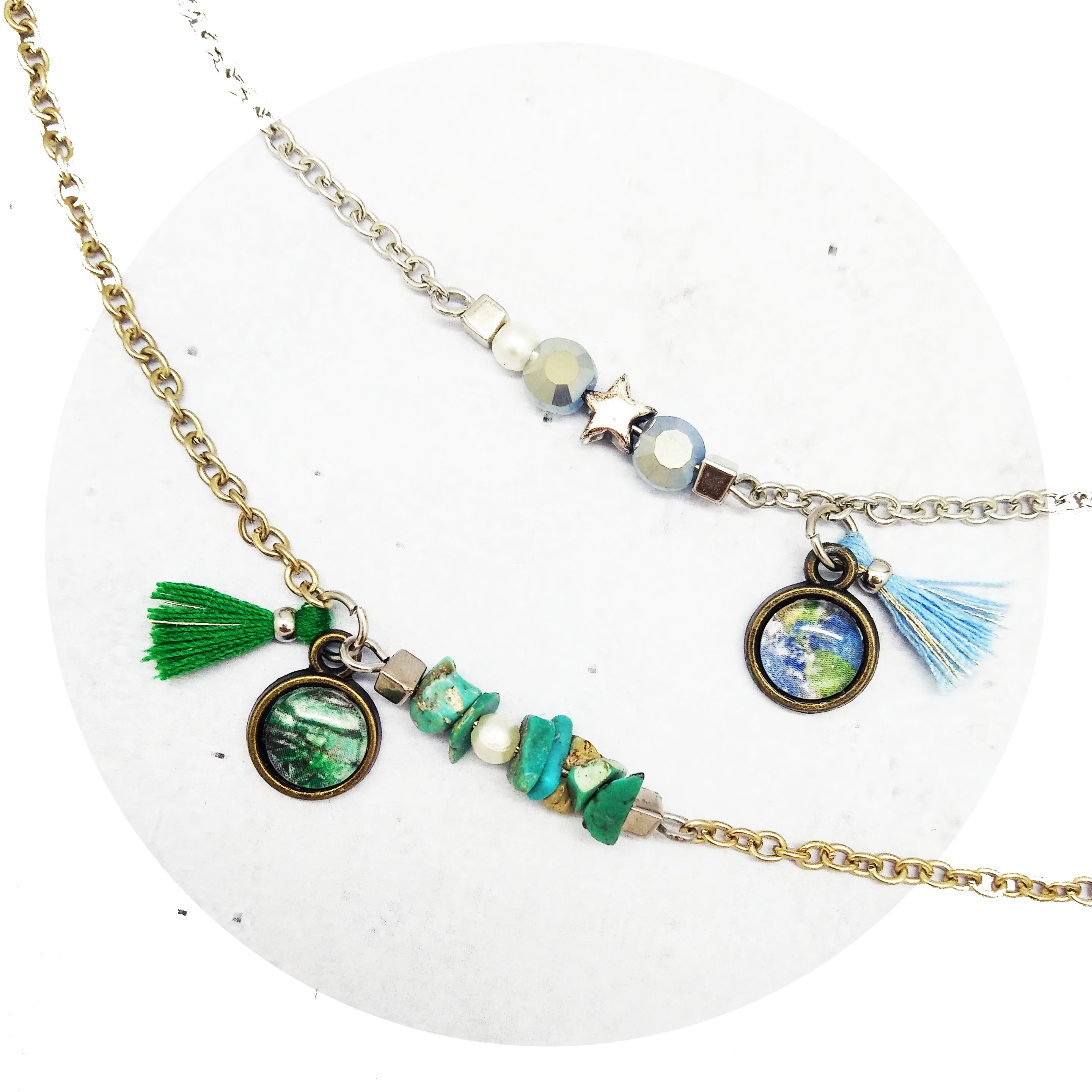 Fashion Jewelry Multipurpose Blue and Green DIY Accessories Beads Design connectors and charm