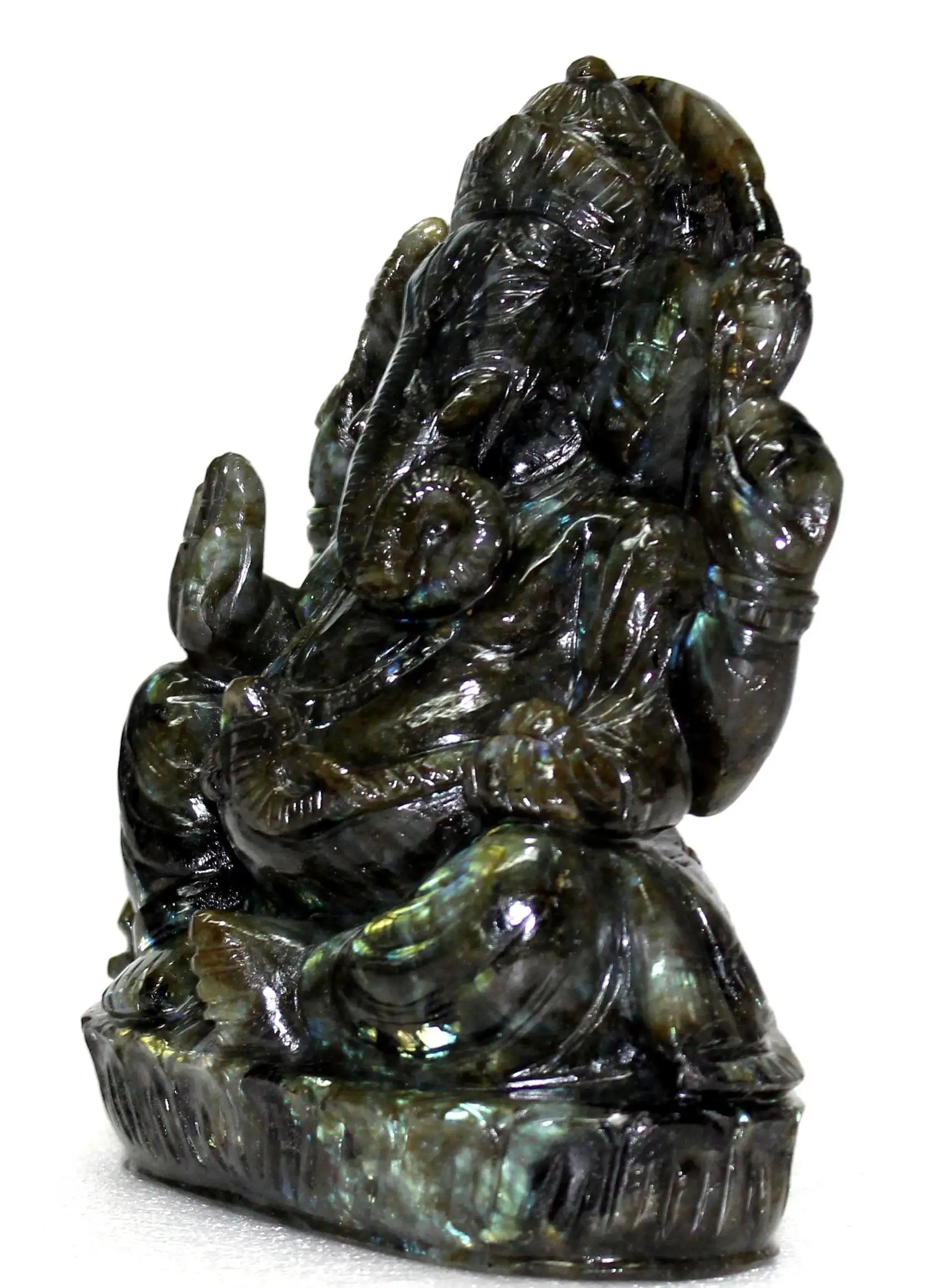 Labradorite Carving Ganesha Sculpture Home Decor Statue Figurine Piedras naturales Crystal Healing Stone