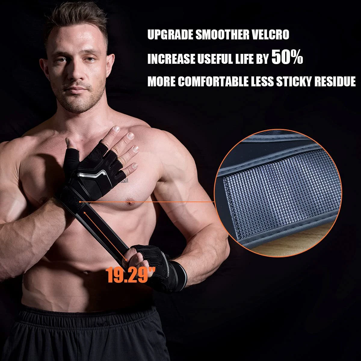Gym Gloves for Men Fingerless Weight Lifting Glove with Wrist Support Workout Cycling Mitten for Crossfit Exercise Fitness
