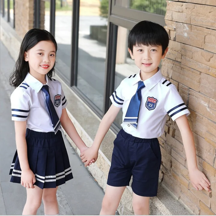 Высококачественный летний Школьный костюм из двух предметов для девочек и мальчиков школьная форма детская одежда сделано во Вьетнаме