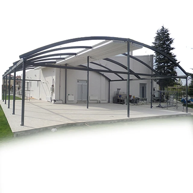 Stylish Modern Pergopanel ioclimatic Modular Pergola Arch-Shaped Arbour PVC Material Coated Metal Frame Wood/Aluminum/Plastic