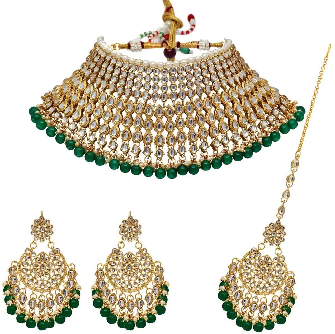 Bijoux Wedding Kundan Jewellery Indian Polki Jewelry Copper Bridal Wedding Sets