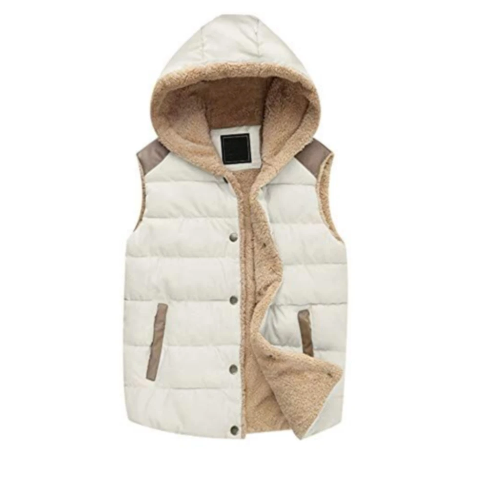 Custom outerwear zipper down cotton sleeveless jacket women short hooded rash down vest with fur hood waistcoat ladies gilet