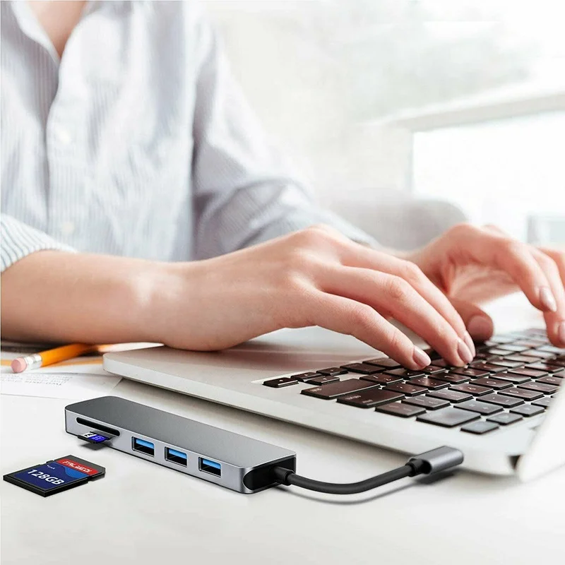 Алюминьный высокой скорости 3 0 4K HD TF/SD кард-ридер USB-C многопортовый адаптер порта USB Type-c 7 в 1 взаимный обмен данными между компьютером и периферийными устройствами C концентратор для