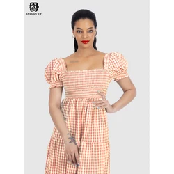 DEEP CARROT SEERSUCKER VOLUMINOUS DRESS shirred dress wholesale women dress OEM ODM Customized clothing - MD332