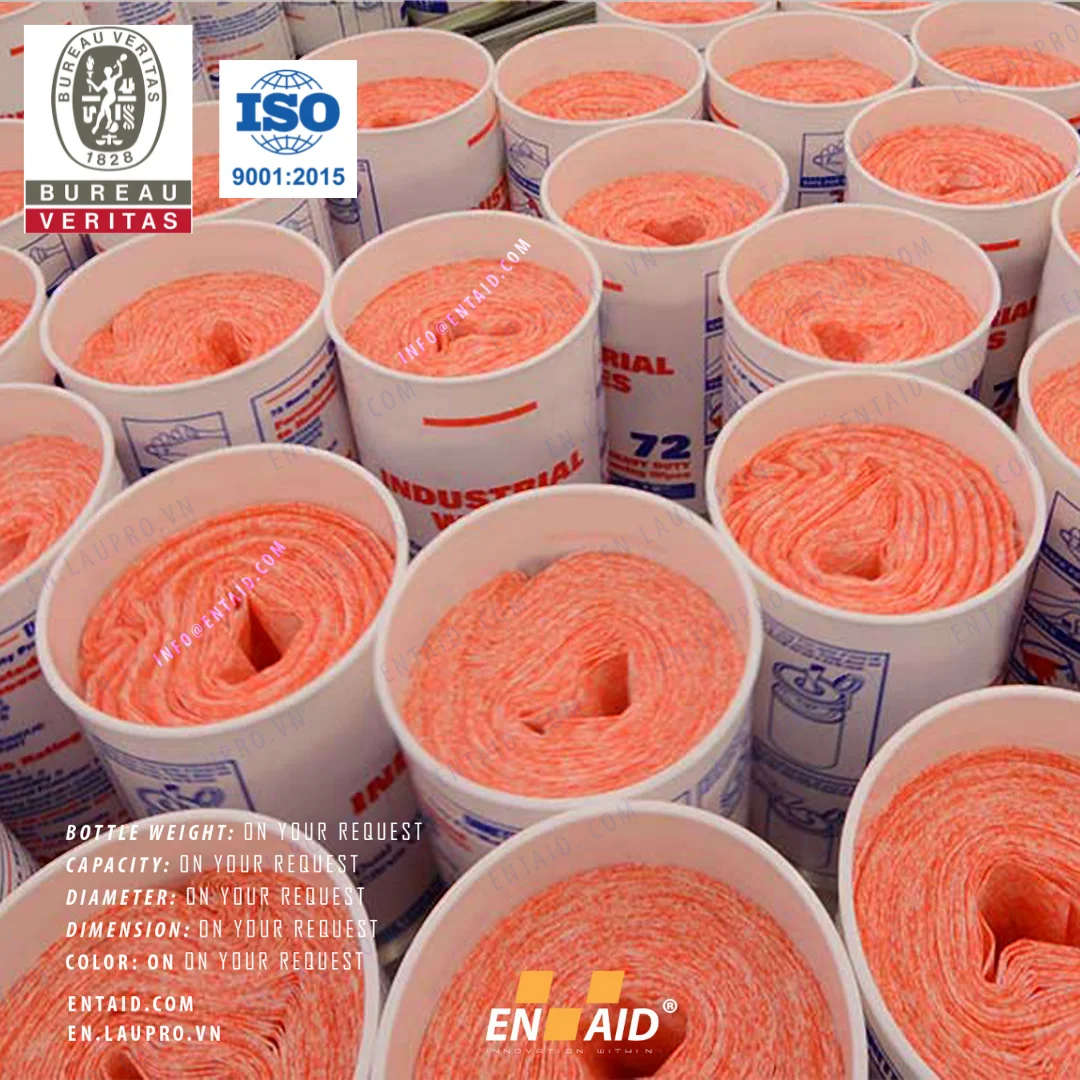 
 Сухие (без химикатов) Нетканые рулоны в бочках и ведрах; Клиенты наполняют химические вещества. Нетканые салфетки  