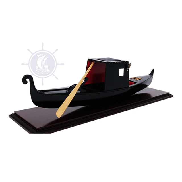 Wooden crafts VENETIAN GONDOLA BLACK PAINTED  speed boat nautical decor model for home decoration