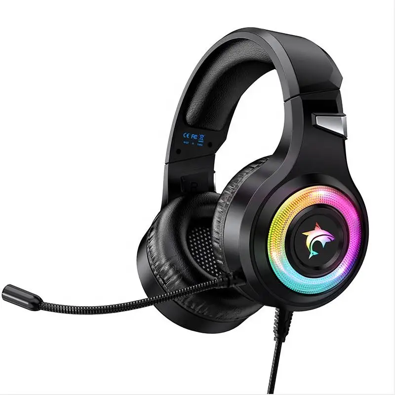 new style RGB Headset Wintory F2 50MM polymer diaphragm game speaker soft protein leather earmuffs