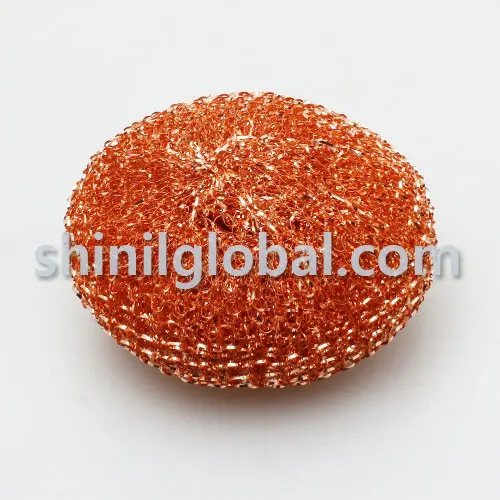 Copper, Galvanized mesh Korean convenient scrubber with handle cleaning stainless steel pots, pans, ovens for kitchen appliances