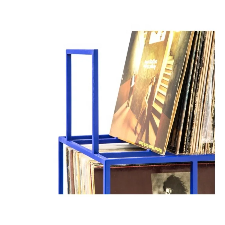 2 Levels  Vinyl Record Storage Album Stand Crate Cart with 4 Wheels