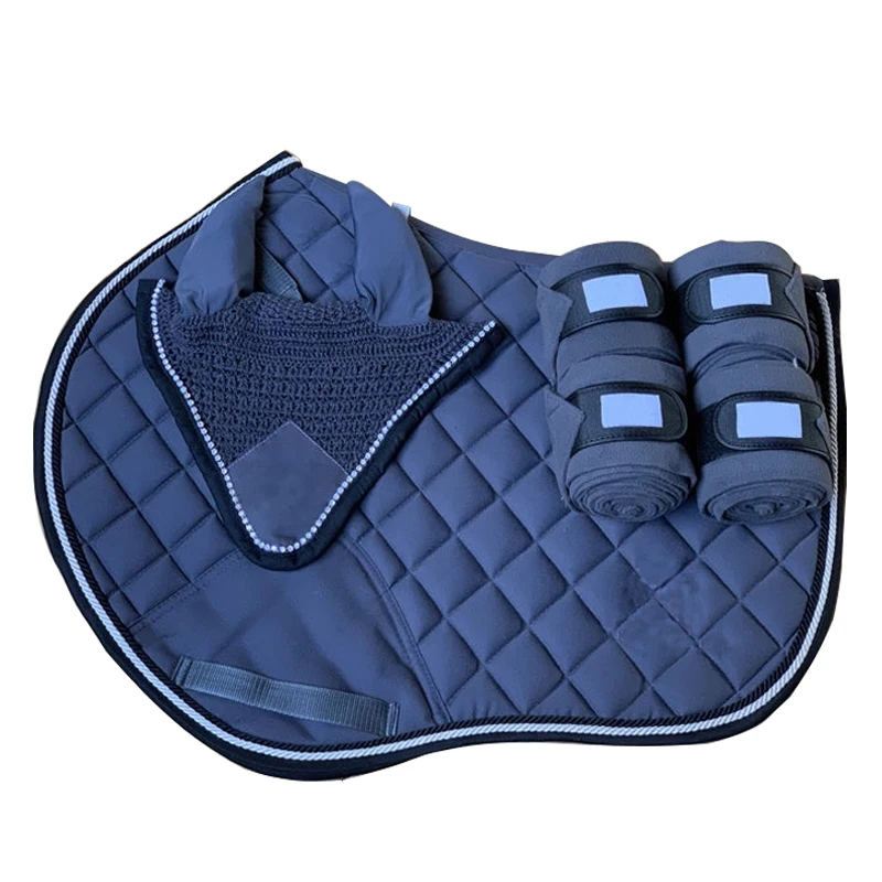 2021 Full Set Saddle Pads Comfortable Shock Absorption Thickening Non Slip Outdoor Equestrian Training Horse Riding Pads