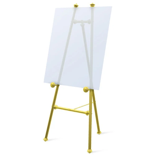 Золотой высокий металлический мольберт с изображением