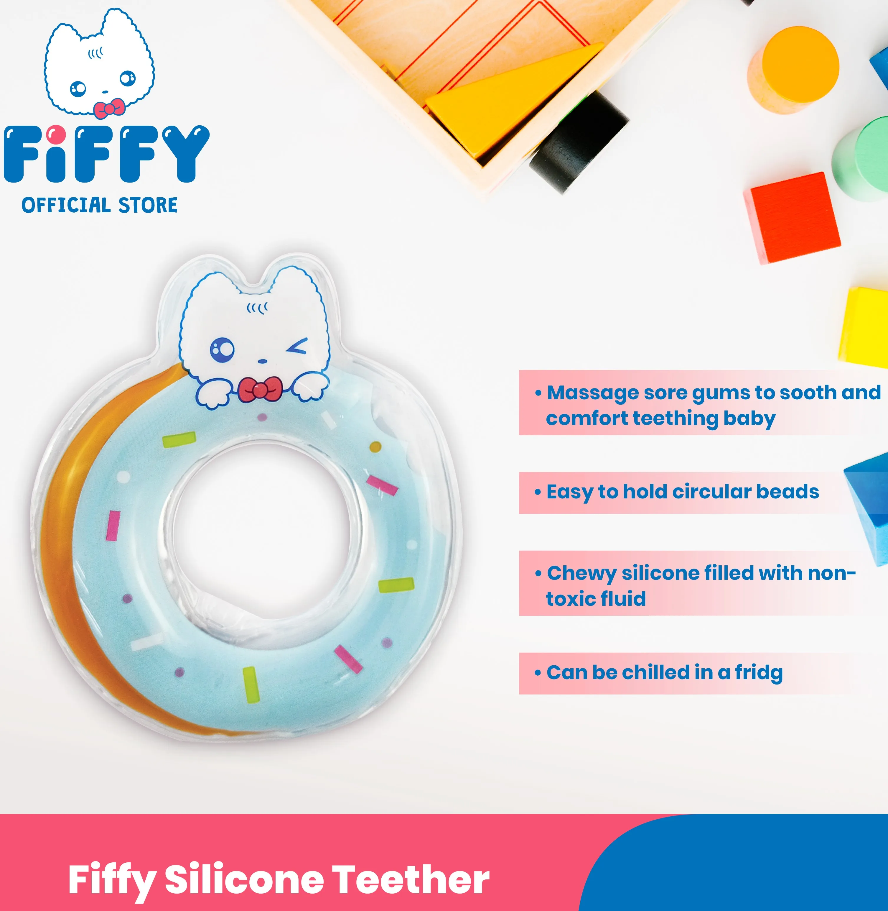 FIFFY Baby Feeder Feeding Baby Teething Chew Toys Food Grade Soother Silicone Teether
