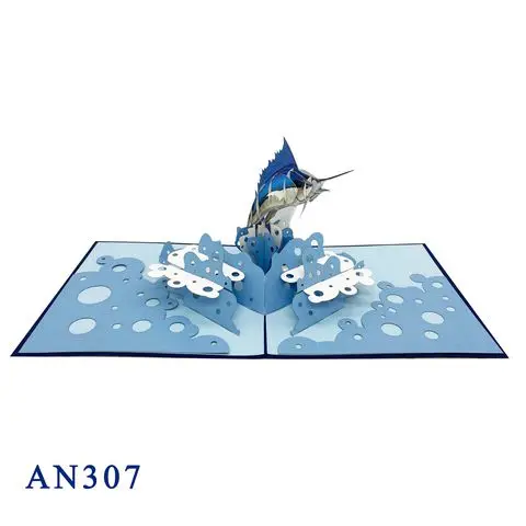 Рыба-меч 3D всплывающие открытки подарки и ремесла бумажные поделки из Вьетнама популярный товар индивидуальный дизайн бестселлер