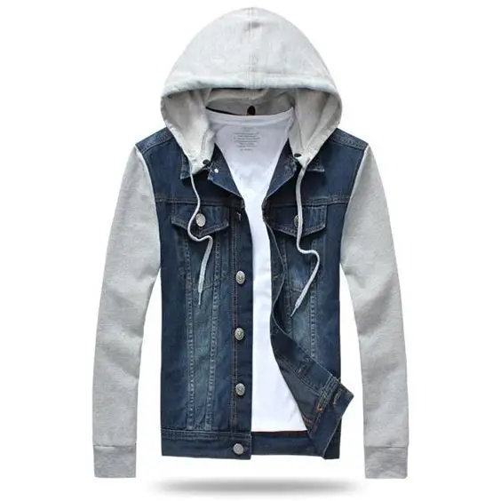 Wholesale Denim Hoodies Jacket Comfortable Fleece Hooded Denim Hoodie Jacket Men Slim Fit Japanese Style Teens Boys Customized