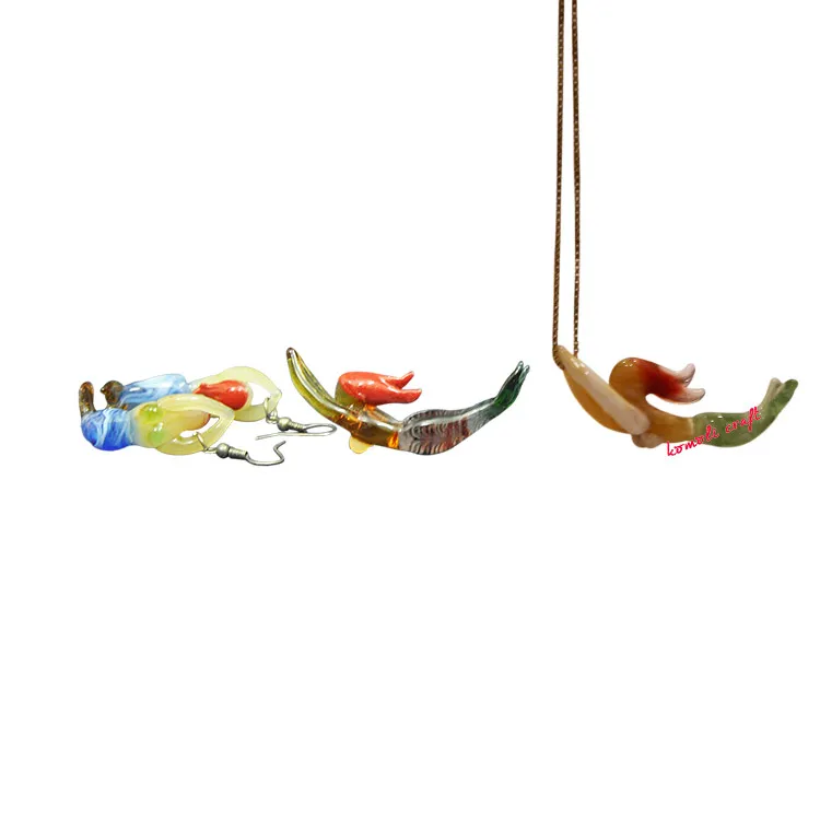 Murano style custom wholesale mermaid jewelry necklace
