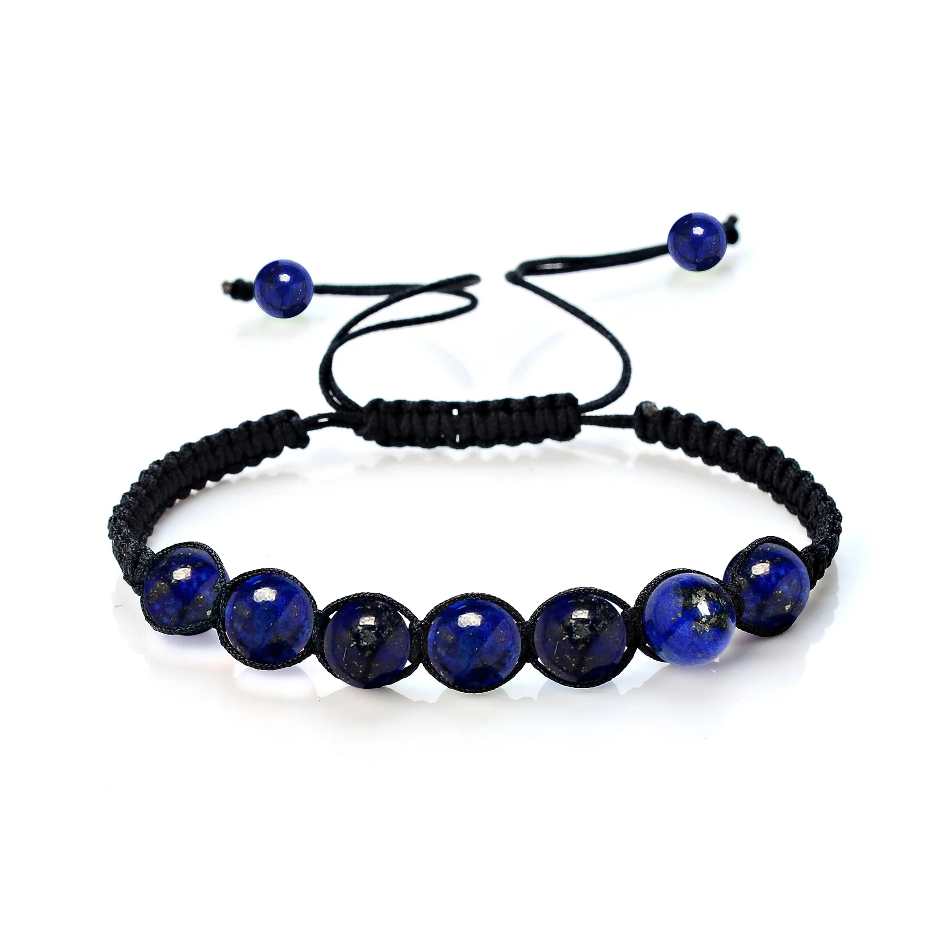 Wholesale Fashion Natural Stone Tiger Eye Adjustable Wrap Bead Thread Bracelet for Kids Boys