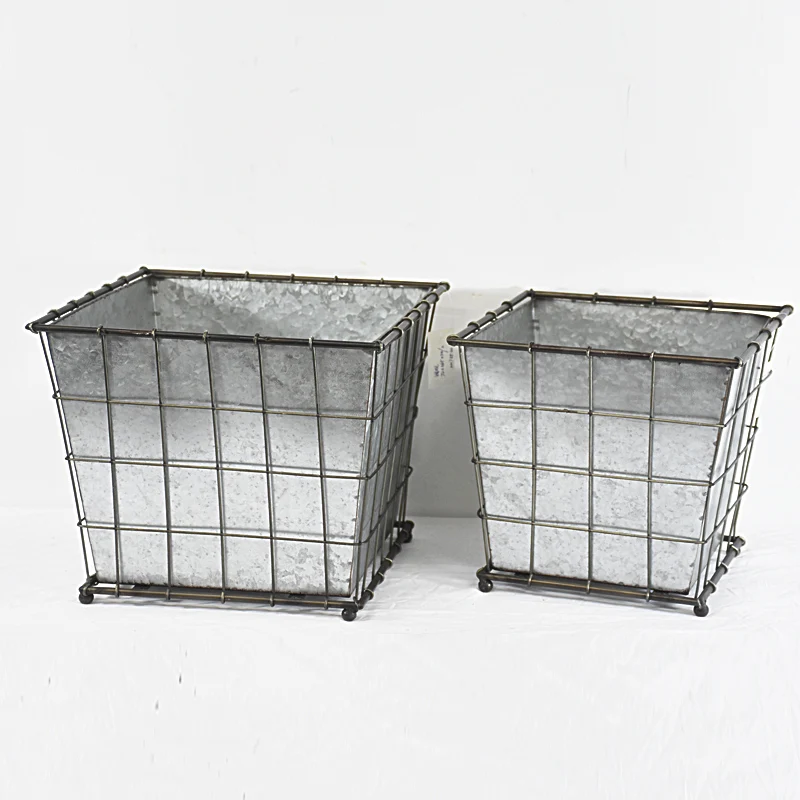 NEW DESIGN DECORATIVE IRON BUCKET STYLE PLANTER GALVANIZED METAL TIN PLANT PLANTER  FLOOR FLOWER VASE MANUFACTURER