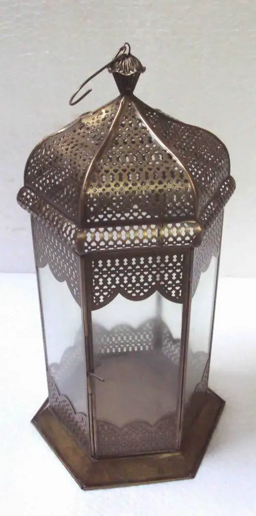 Moroccan Designer Table Lantern Lamp Solar Powered with LED Light Source for Emergency Use