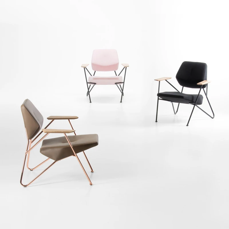  Скандинавский синий современный скандинавский стул для отдыха с металлической основой 690-LC N002