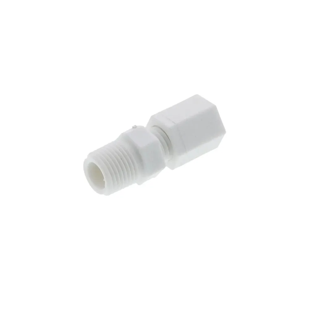 MPT -O Polypropylene Male Connector 1/8 OD Tube Fresh Water Systems US Based 10-2-2-P X 1/8 Thread Opaque White Equal Hexagon