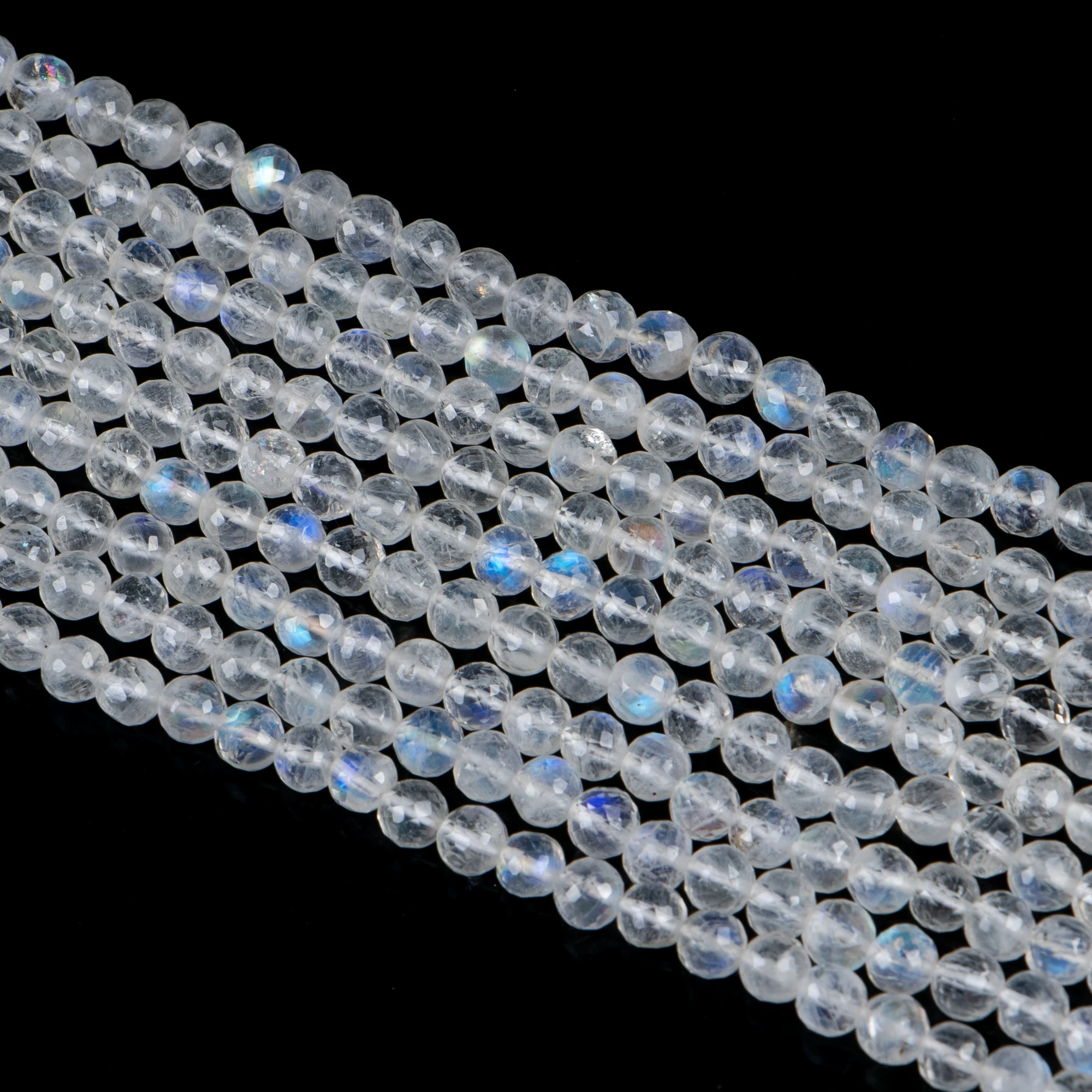 Natural Moonstone Faceted Round Shape Gemstone Beads Faceted Rainbow Moonstone Beads Wholesale Beads