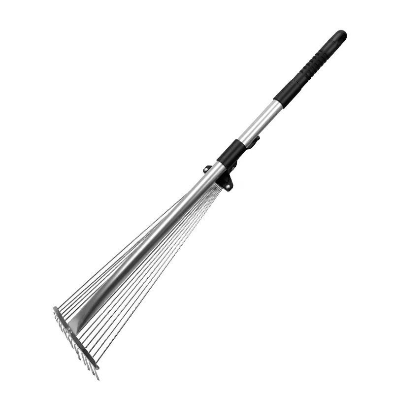 Telescopic Gardening Hand Tools Adjustable Aluminum Handle 15 Teeth Garden Leaf Rake