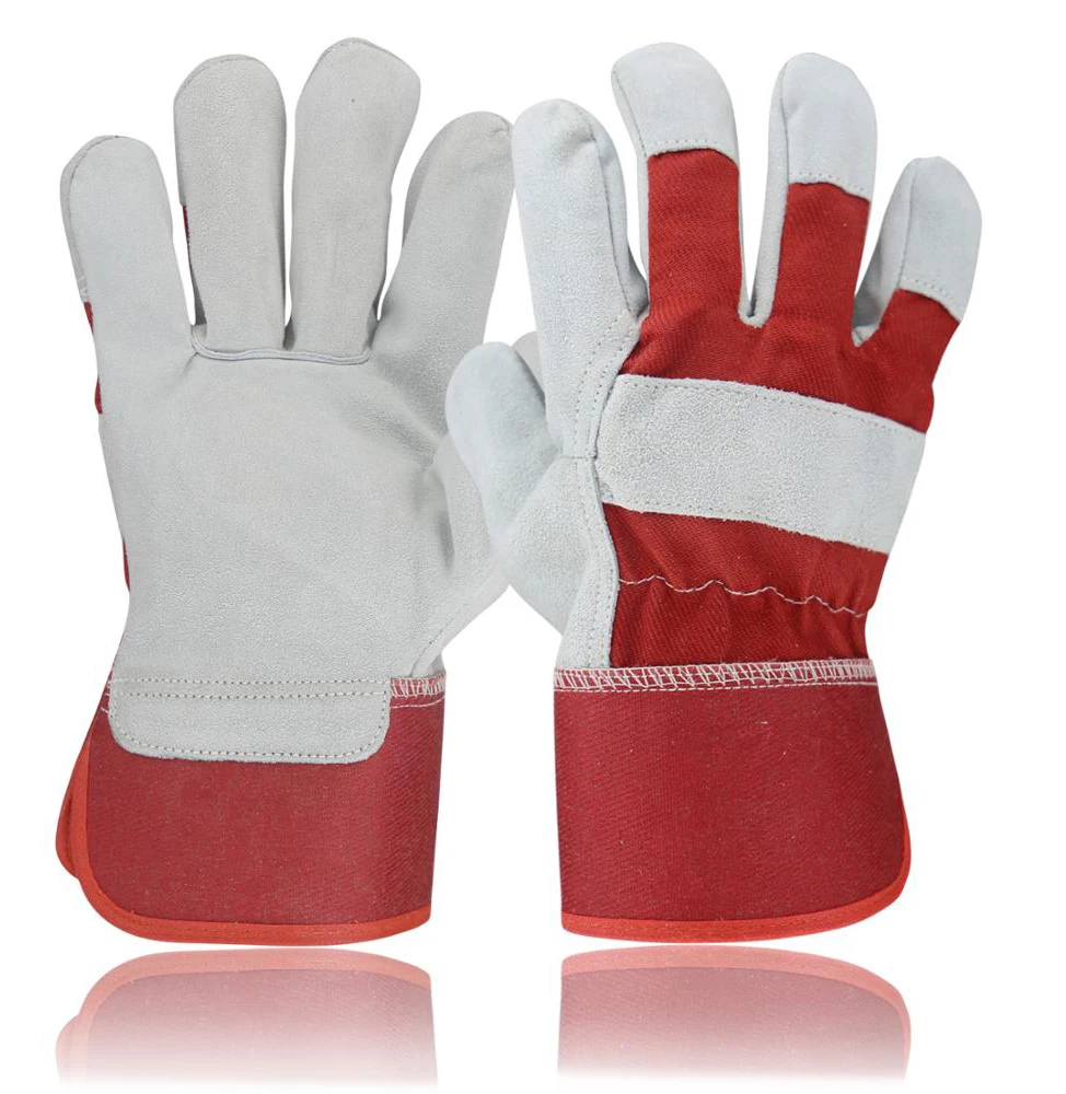 Рабочие перчатки/защитные перчатки из коровьей спилковой кожи, задний хлопок, внутри флисовая подкладка натуральный белый в различных цветах