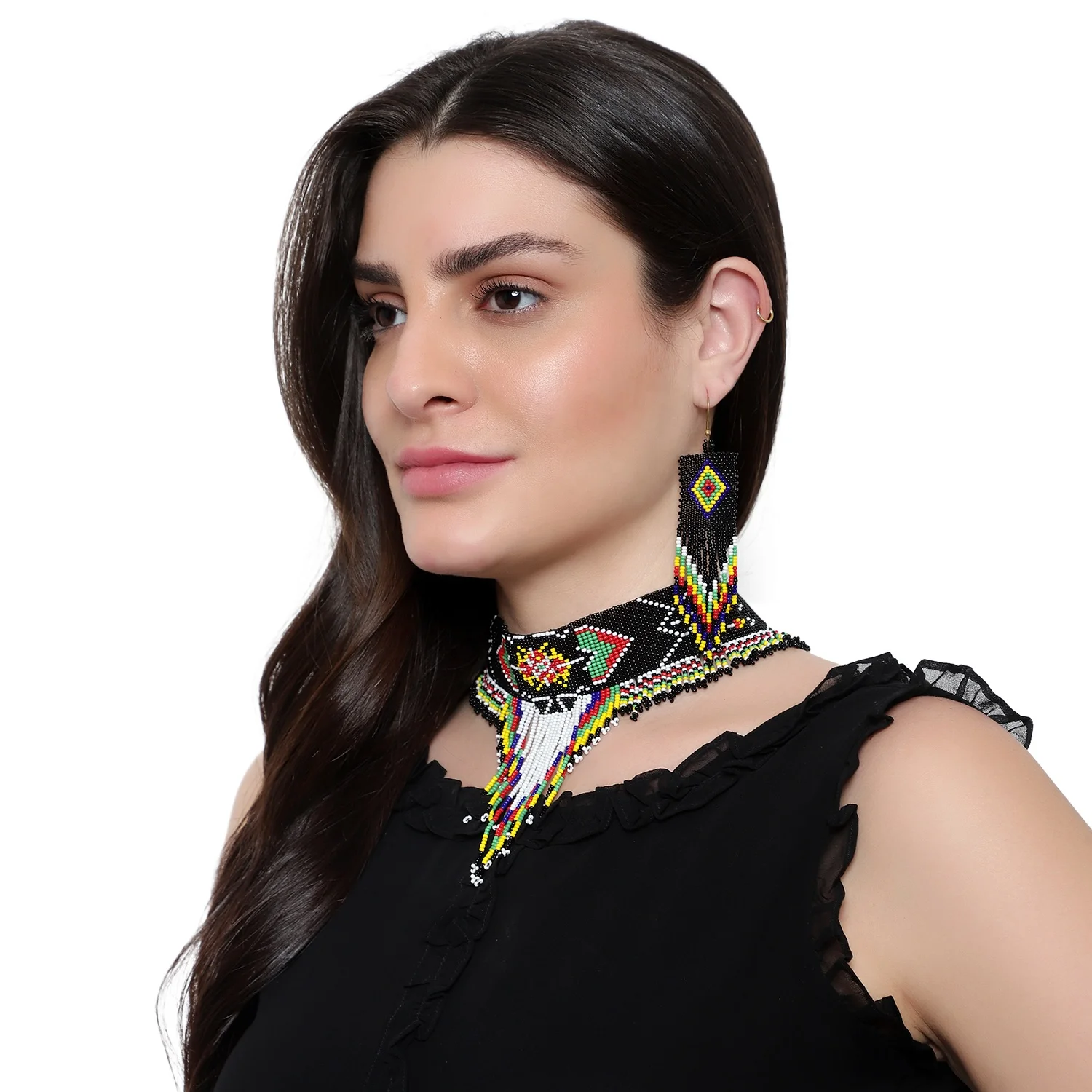 2022 Handmade Fashion  Necklace Set Trending  Designer Seed Bead Crocheted Multi Color Necklace  Set
