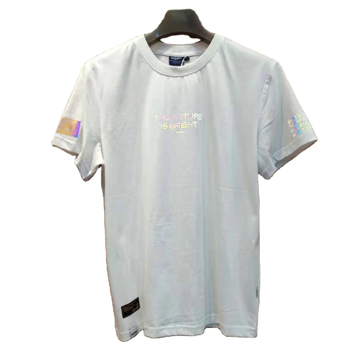 china products manufacturers 100 cotton 180gsm Laser reflective colorful printed short sleeve t-shirt big fit half sleeve shirts