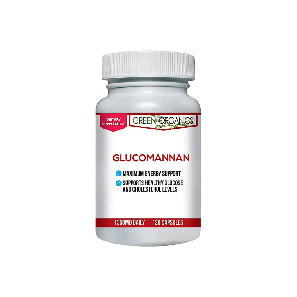 Зеленые органические капсулы глюкоманана, порошок корня конжака, поддержка потери веса, поддержка подавления аппетита, 120 капсул