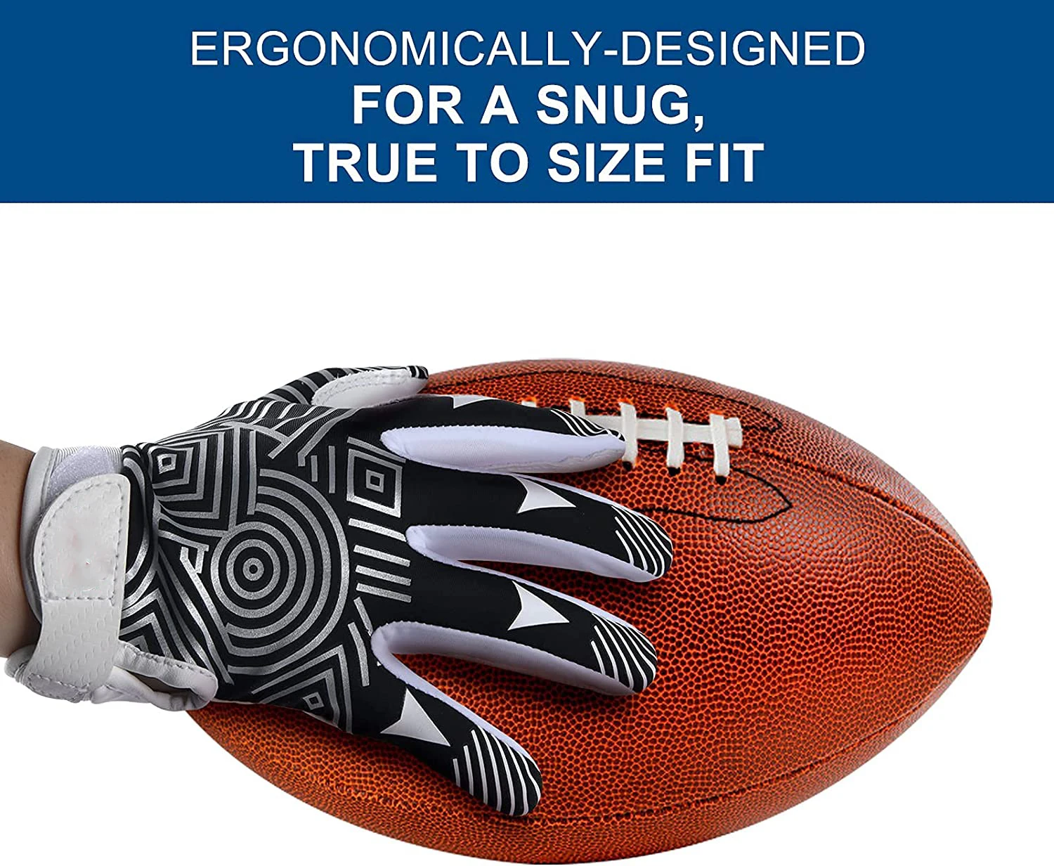 New Custom OEM Logo  American Football Gloves High sticky palm American sublimated back football gloves