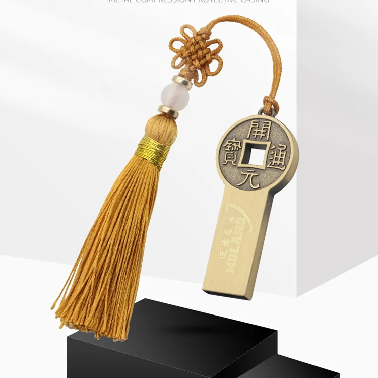 Новый Стиль Usb 2 0 корпоративные подарки флеш-накопитель 8 Гб 64 флэш-накопитель под заказ медная монета с ремешком