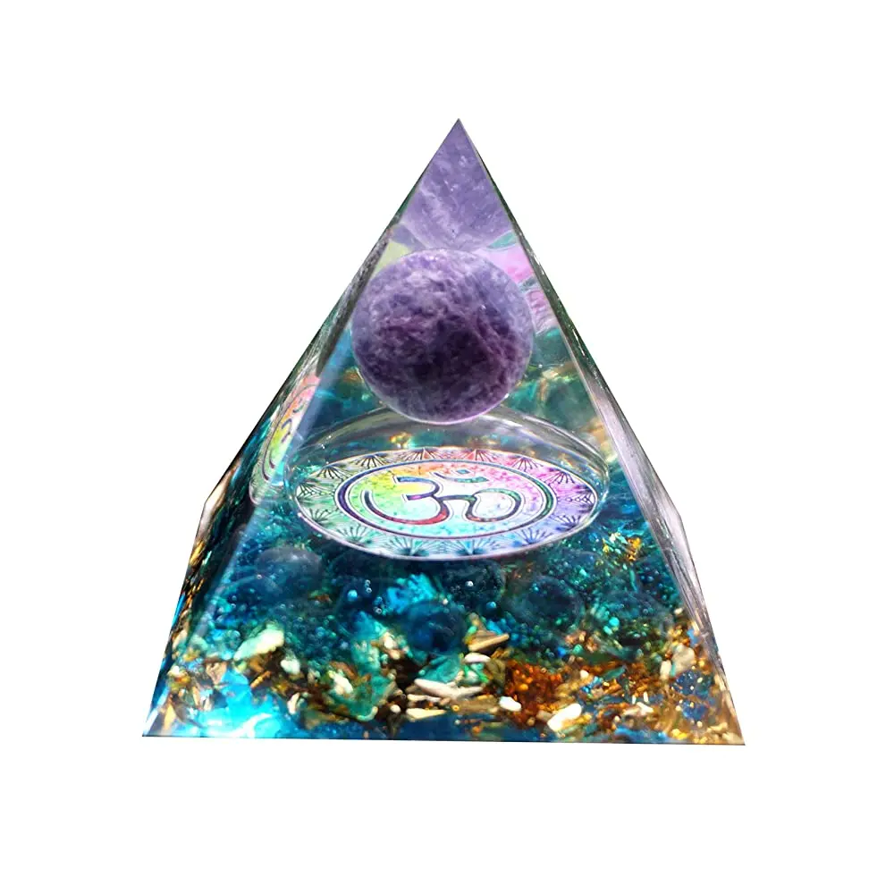 Sinymilk Amethyst Crystal Sphere and Smelting Stone Orgone Pyramid Copper EMF Protection Energy Generator : Wholesale Orgone