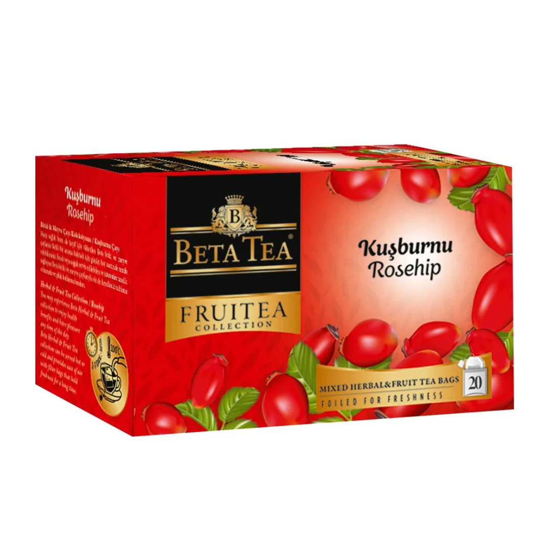 For centuries, special herbal tea drunk in Turkey. Beta Fruitea Collection Rosehip Tea Bags 20 x 2 grams. Red Herbal Tea
