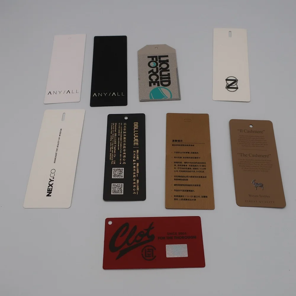 Custom own brand logo paper pvc jeans paper hangtags,customised clothing paper tag.