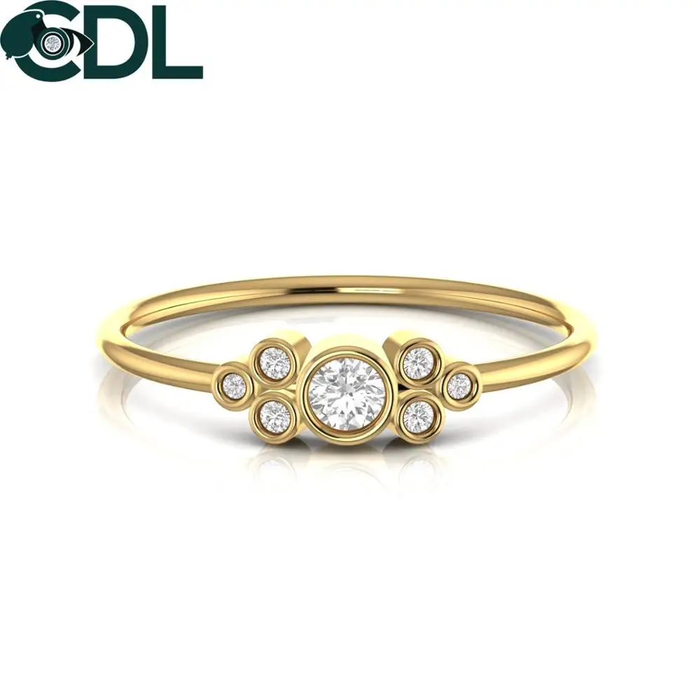 Real Diamond Ring with Bezel set Solid 14kt Yellow Rose White Gold 1.36 Gram For Women