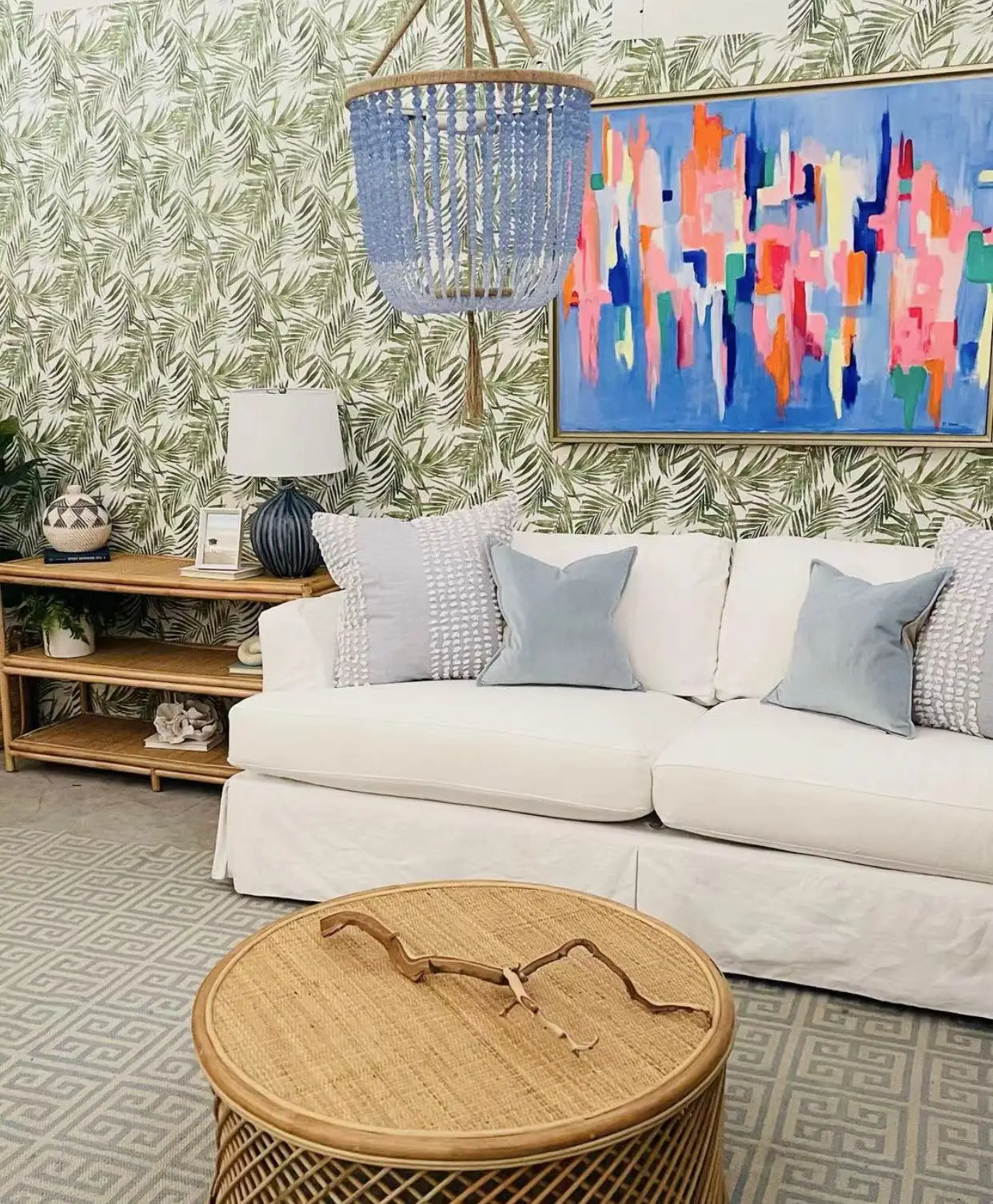 Extendable Adjustable Natural Hand Woven Dining Mid Century Rattan Plywood Antique LEICESTER Coffee Table