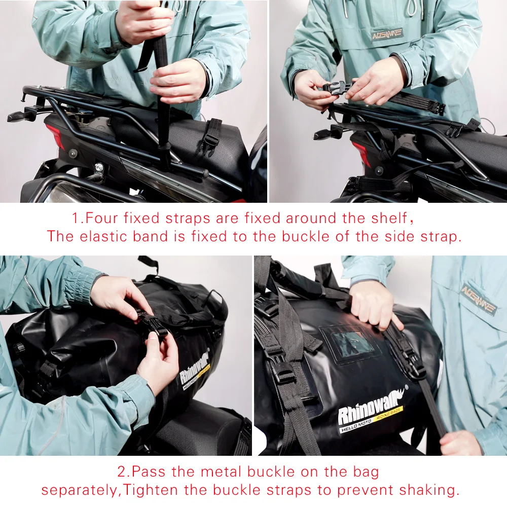 Rhinowalk 65L Waterproof Duffel Bag Motorcycle Travel Dry Duffel Bag for Motorcycling Boating Kayaking Camping Fishing Outdoor