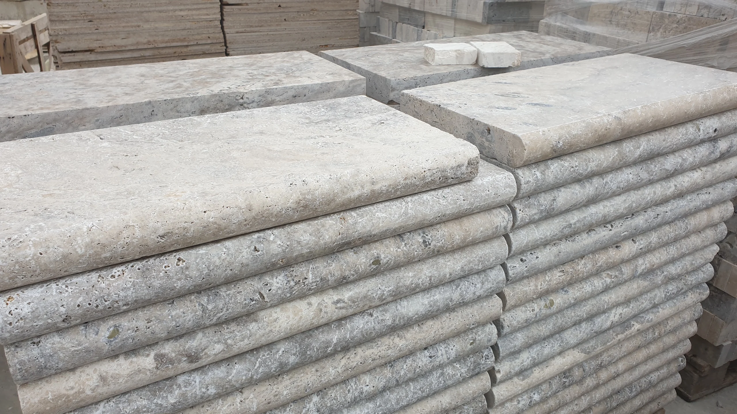 2023 Silver Travertine Pattern Set Paver Made in Turkey Ocean Grey Travertine Tiles Roman Slabs For Folloring Walling