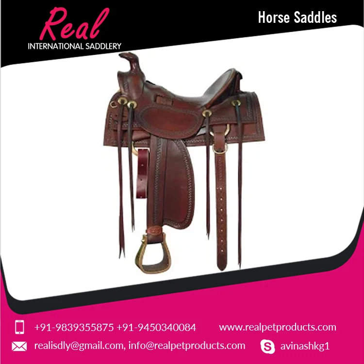 Huge Demand 100% Leather Western Style Custom Pattern Racing Horse Saddle