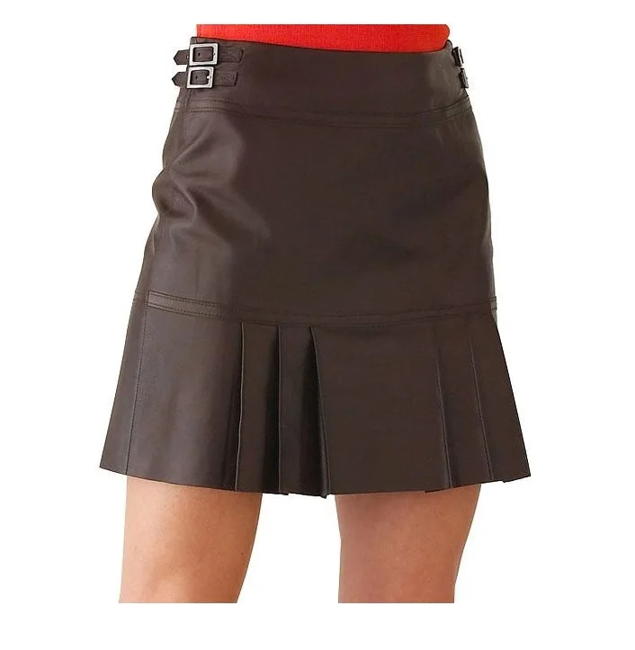 OEM Services Wholesale High Quality Ladies Custom Leather Skirts Shorts Leather Skirt