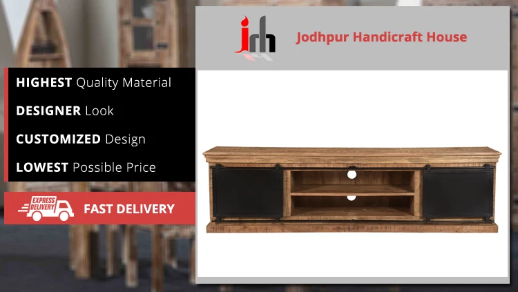  Новый дизайн деревянный металлический шкаф из манго с двумя раздвижными дверцами и 4 ящиками