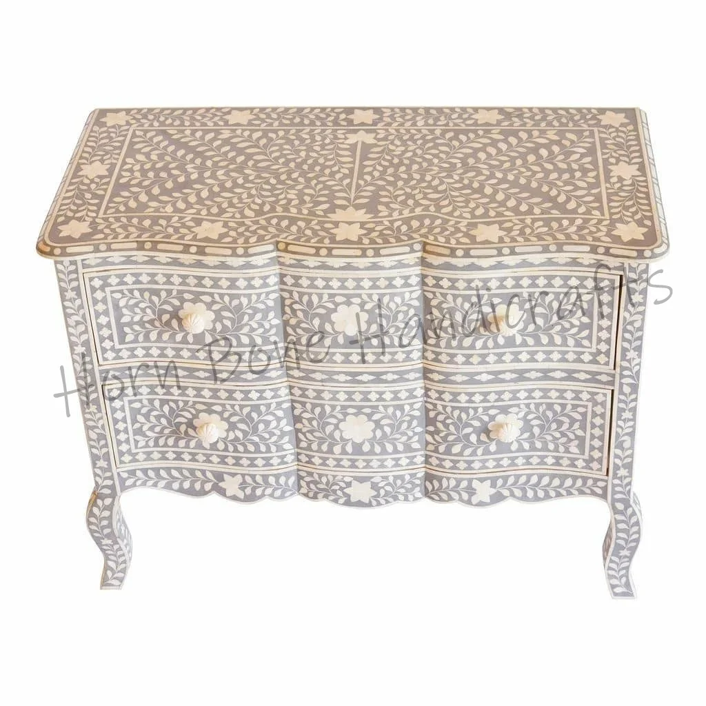 Hot Sell Bone Inlay Drawer Cabinet Elegant Floral Design Handmade Bone Inlay Sideboard Furniture for Living Room or Dinning Room