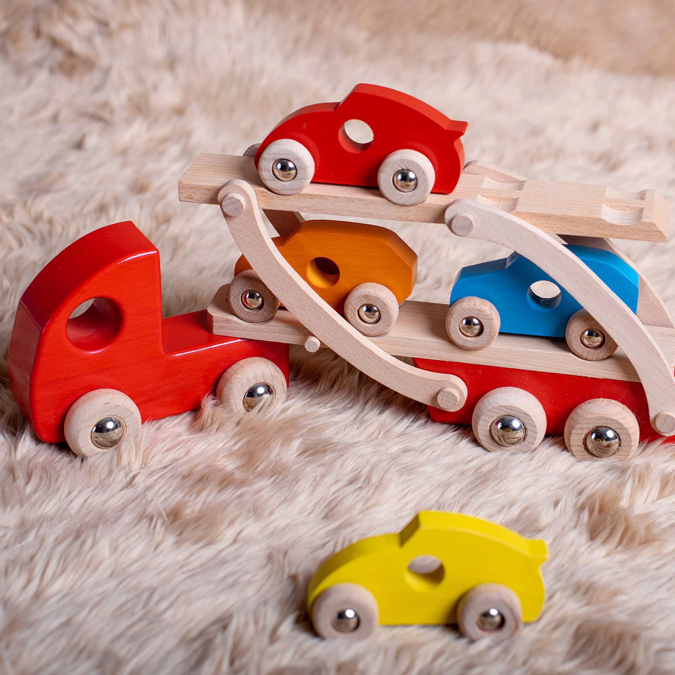 Personalized Wooden Car Transporter with Cars from Viet Nam