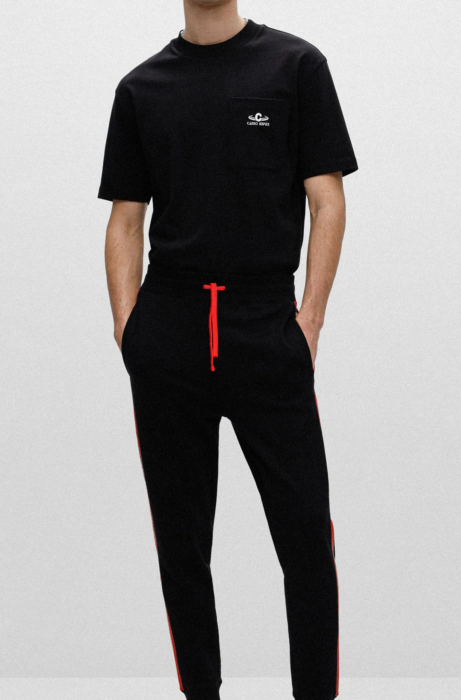 2021 Custom New Relaxed-Fit T-shirt In Cotton With Red Logo Tape With Custom Logo Manufactured By Camo Impex