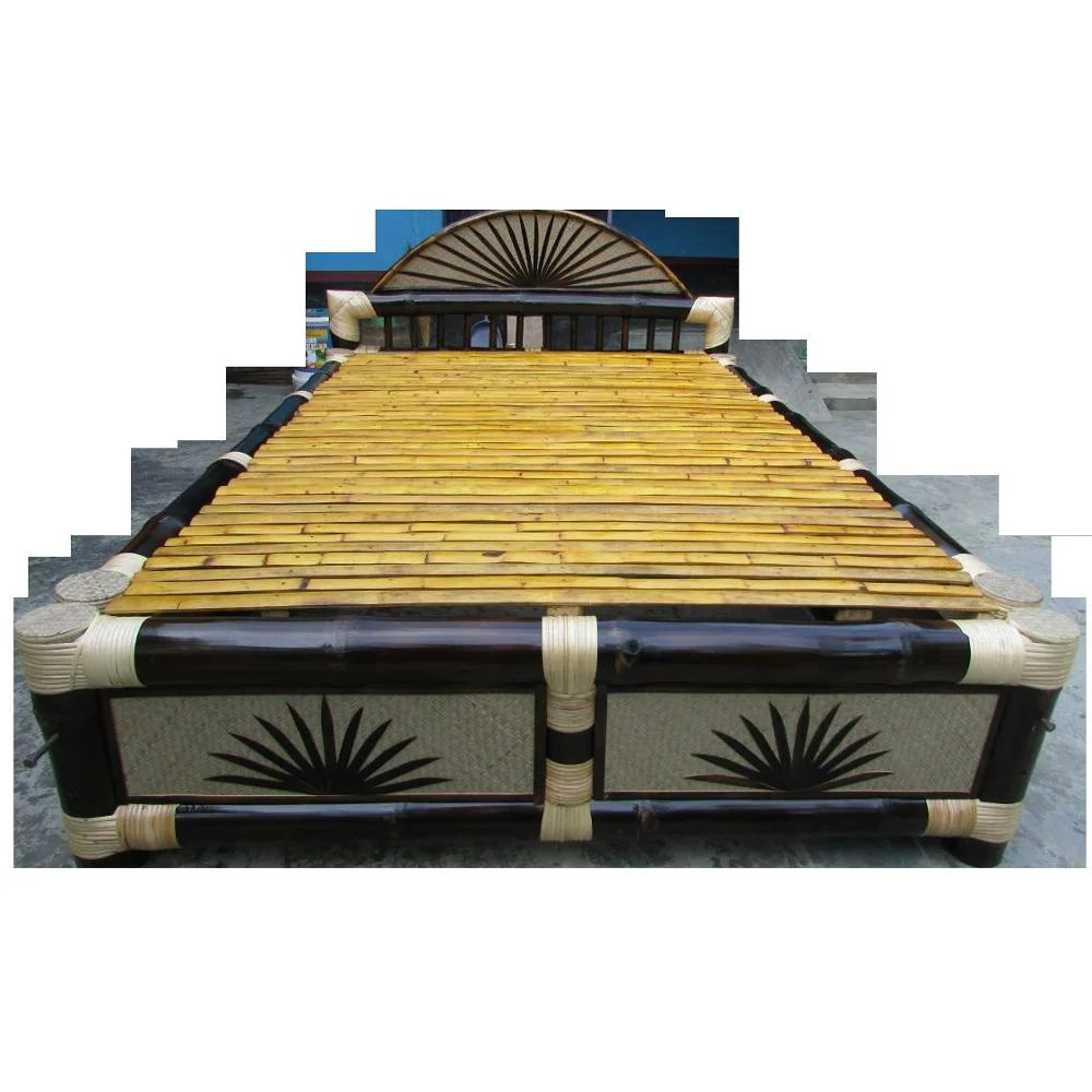  Elegant handmade easy modern king size natural bamboo folding bed for home hotel and