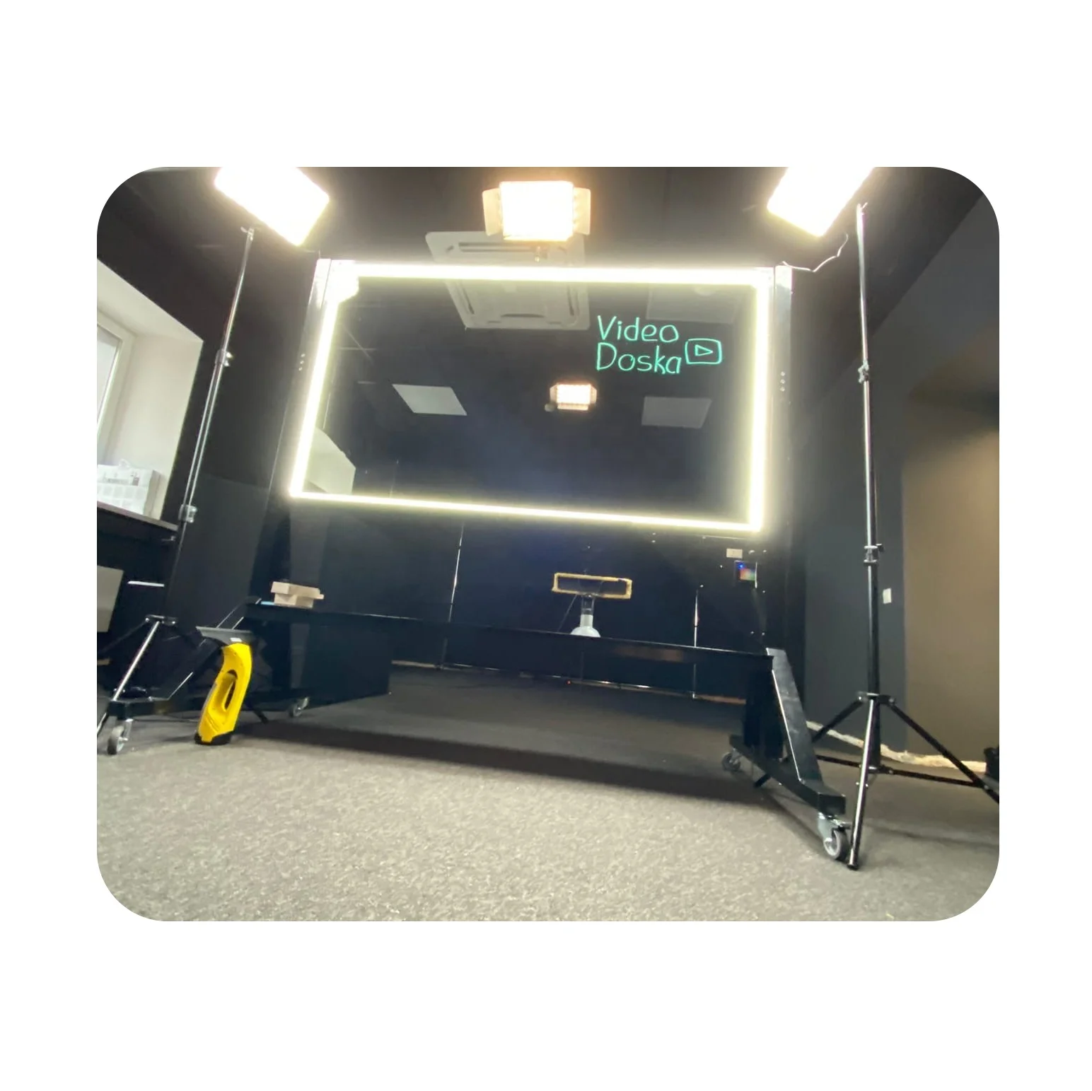 Видео видео под ключ для студии, полный комплект оборудования для видеозаписи (белая доска/камера/звуковая система/Мониторы/свет/задняя)