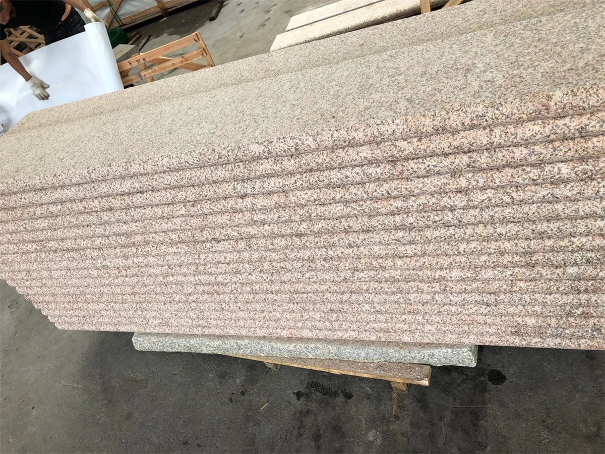 Factory Price Flamed Exterior Anti-slip Granite Treads  Sunset Gold G682 Outdoor Granite Treads